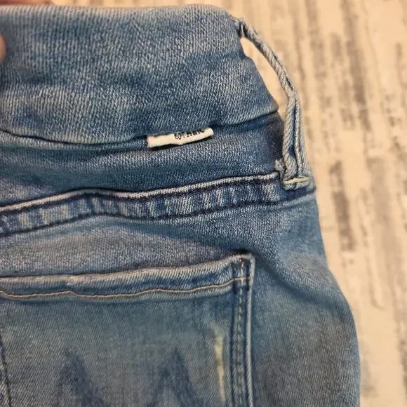MOTHER Looker Ankle Step Fray Jeans Womens Light Blue Sz 23